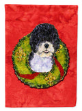Portuguese Water Dog Cristmas Wreath Garden Flag Mailbox Decorative Yard Banner Outside Patio Artwork for Flower Beds, Garden Size, Multicolor
