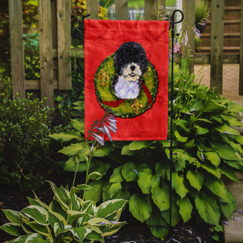 Portuguese Water Dog Cristmas Wreath Garden Flag Mailbox Decorative Yard Banner Outside Patio Artwork for Flower Beds, Garden Size, Multicolor