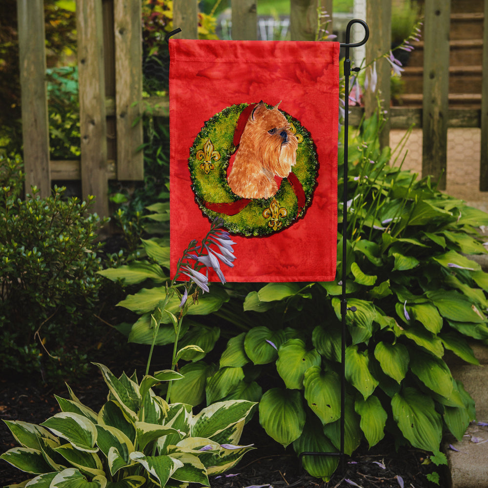 Brussels Griffon Cristmas Wreath Garden Flag Mailbox Decorative Yard Banner Outside Patio Artwork for Flower Beds, Garden Size, Multicolor