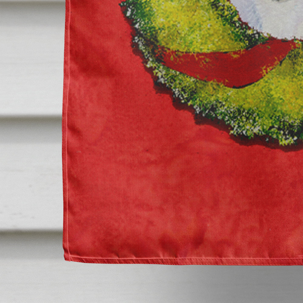 Bull Terrier Cristmas Wreath House Flag 28x40 Porch Sleeve Pole Decorative Outside Yard Banner Artwork Wall Hanging, Polyester