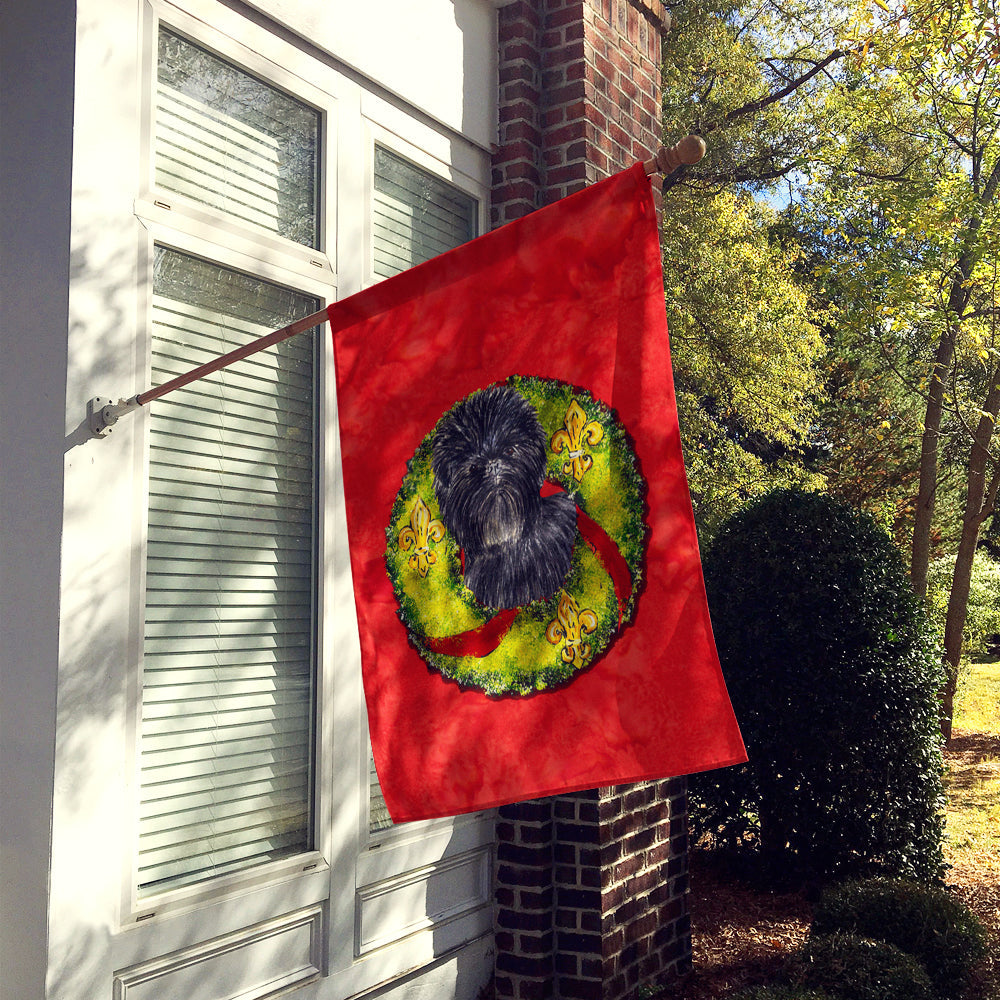 Affenpinscher Cristmas Wreath House Flag 28x40 Porch Sleeve Pole Decorative Outside Yard Banner Artwork Wall Hanging, Polyester