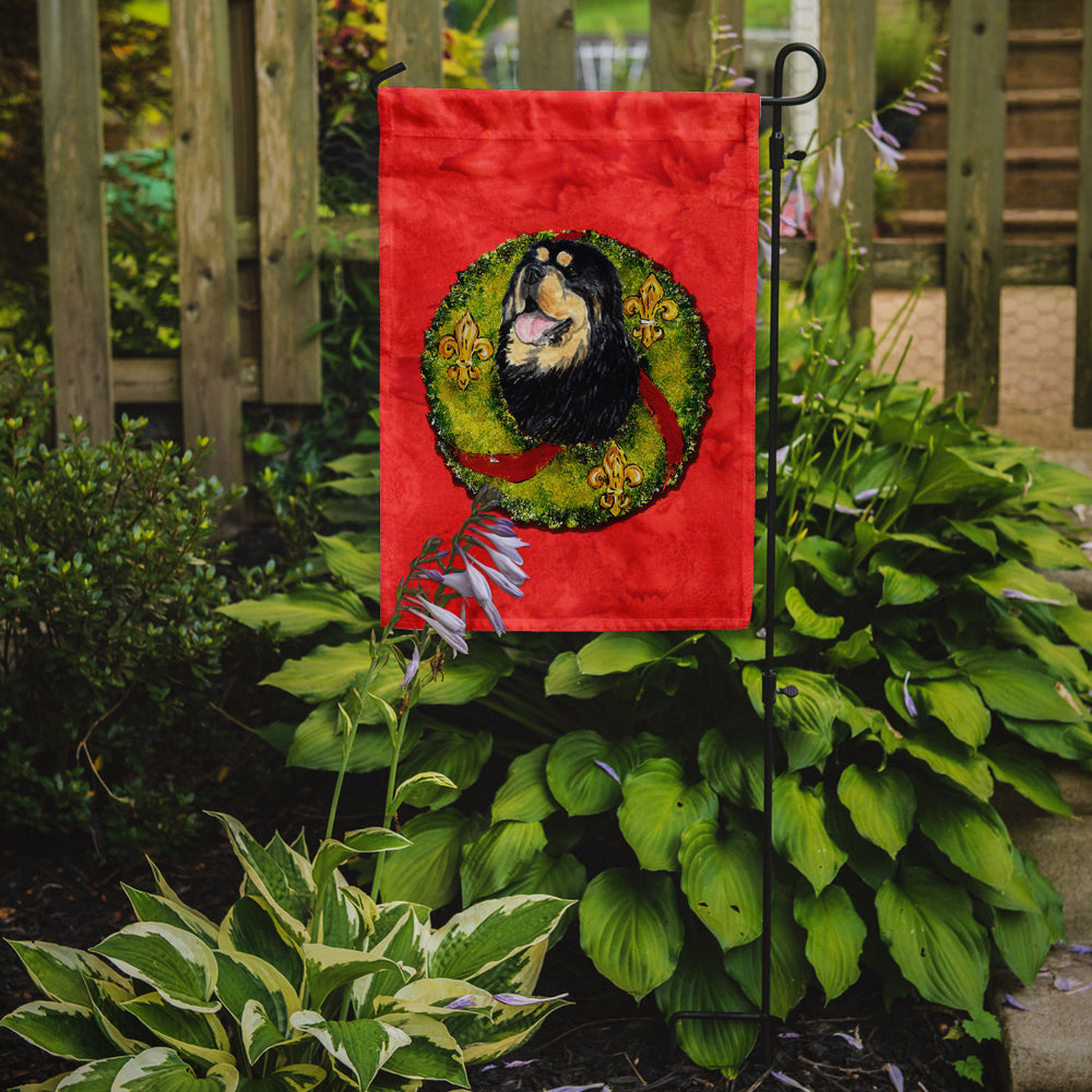Tibetan Mastiff Cristmas Wreath Garden Flag Mailbox Decorative Yard Banner Outside Patio Artwork for Flower Beds, Garden Size, Multicolor