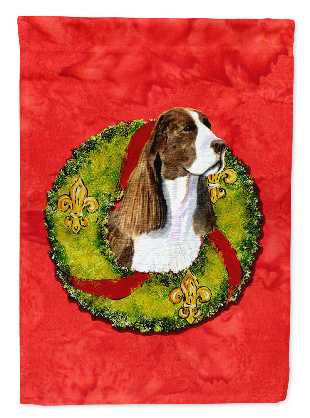 Springer Spaniel Cristmas Wreath Garden Flag Mailbox Decorative Yard Banner Outside Patio Artwork for Flower Beds, Garden Size, Multicolor