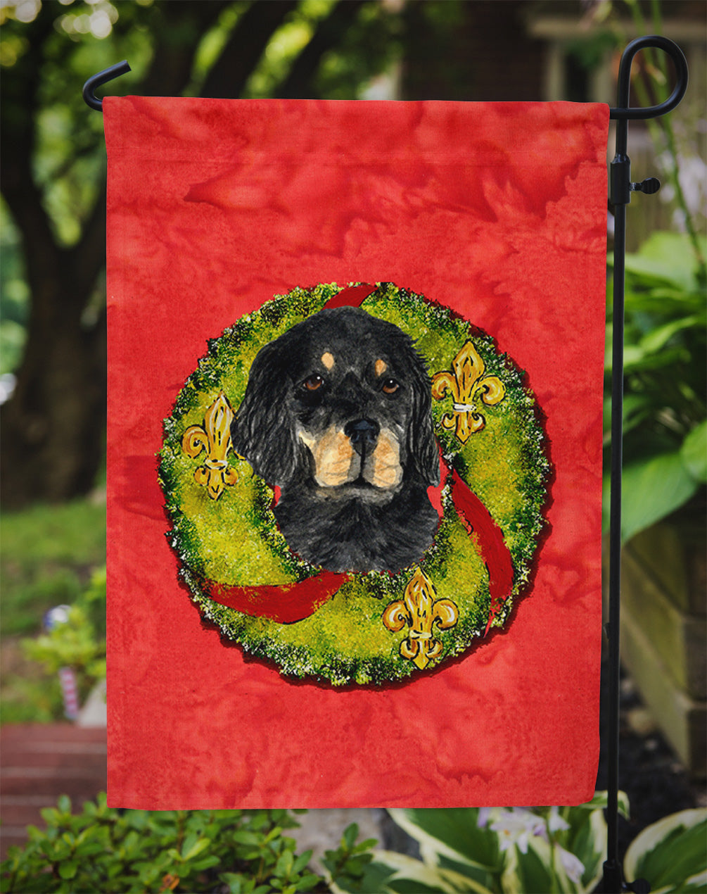 Gordon Setter Cristmas Wreath Garden Flag Mailbox Decorative Yard Banner Outside Patio Artwork for Flower Beds, Garden Size, Multicolor