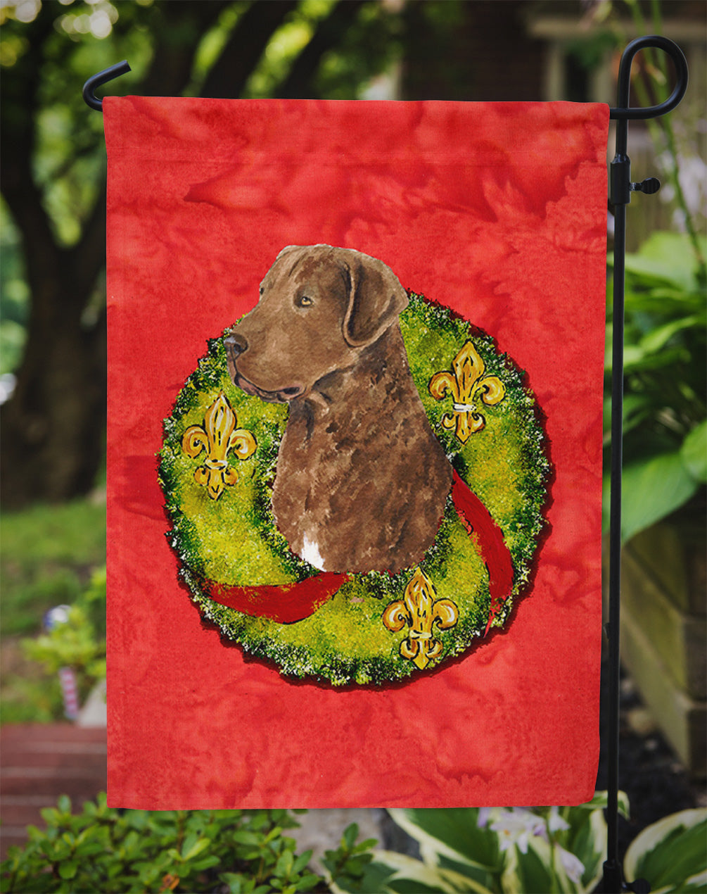 Scottish Terrier Cristmas Wreath Garden Flag Mailbox Decorative Yard Banner Outside Patio Artwork for Flower Beds, Garden Size, Multicolor