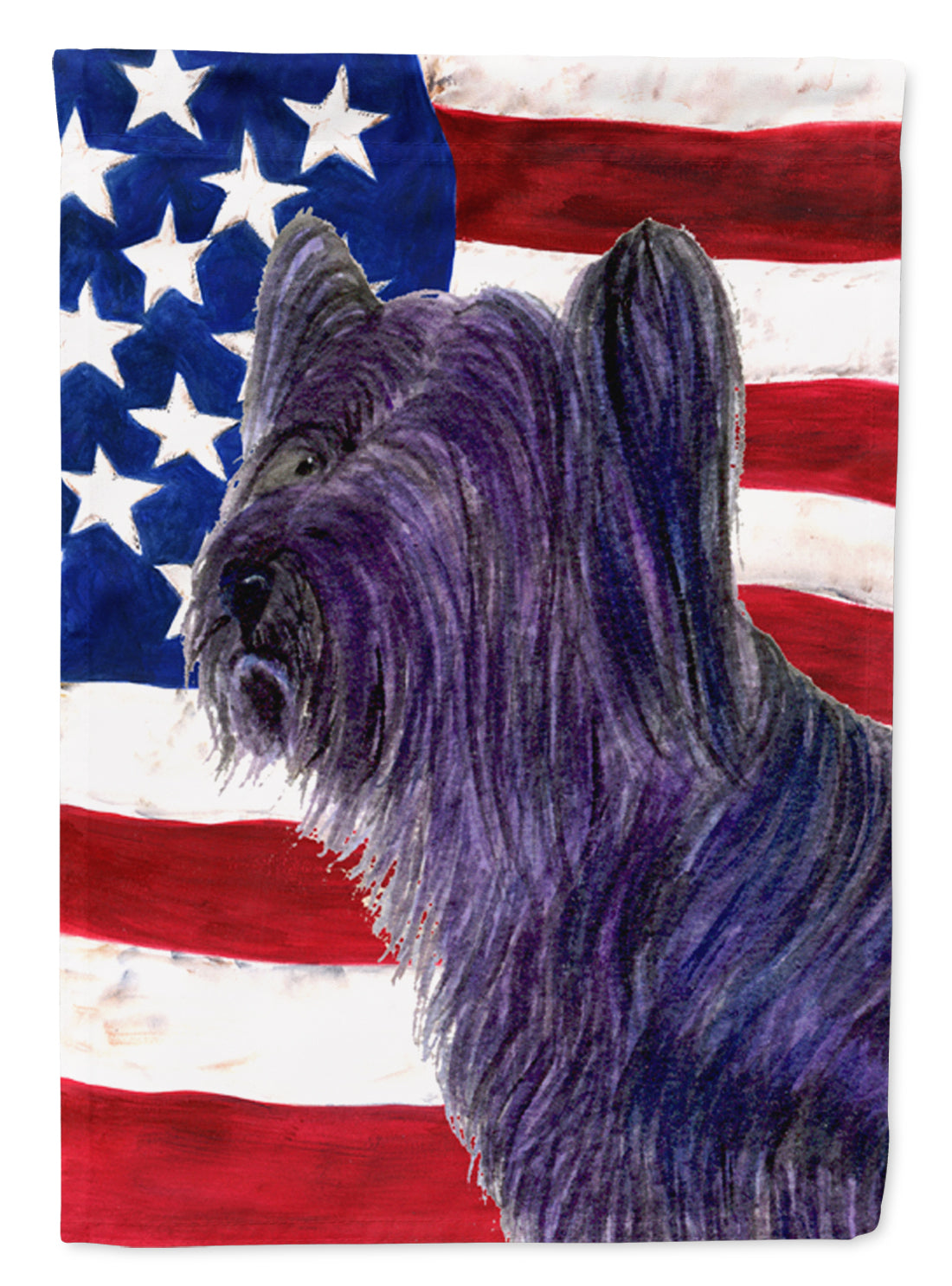USA American Flag with Skye Terrier Garden Flag Mailbox Decorative Yard Banner Outside Patio Artwork for Flower Beds, Garden Size, Multicolor