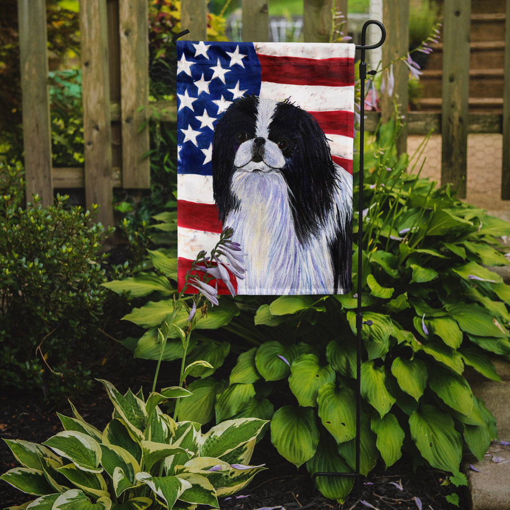 USA American Flag with Japanese Chin Garden Flag Mailbox Decorative Yard Banner Outside Patio Artwork for Flower Beds, Garden Size, Multicolor