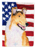 USA American Flag with Collie Smooth Garden Flag Mailbox Decorative Yard Banner Outside Patio Artwork for Flower Beds, Garden Size, Multicolor