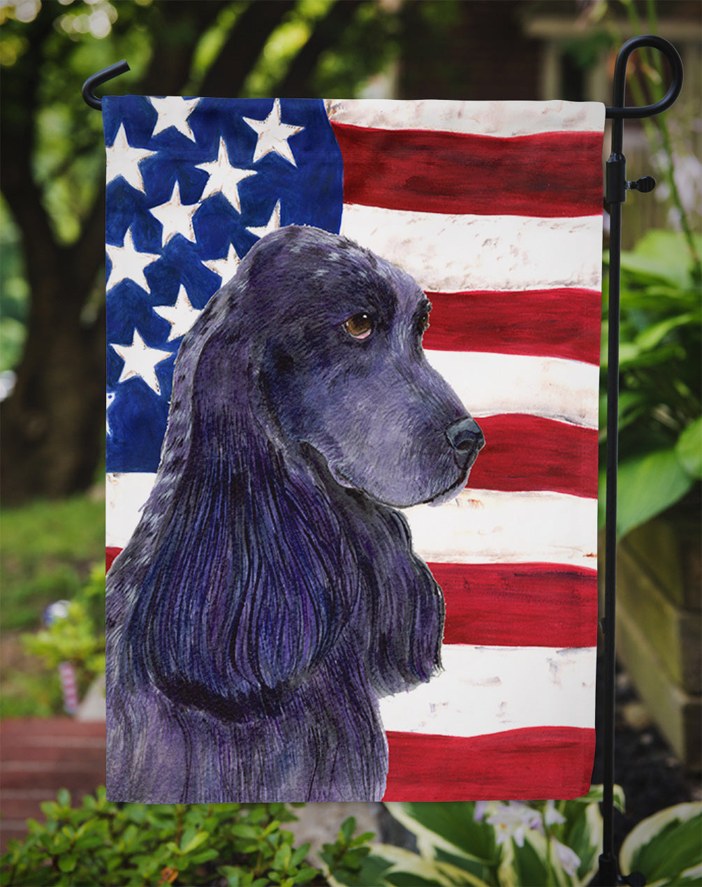 USA American Flag with Cocker Spaniel Garden Flag Mailbox Decorative Yard Banner Outside Patio Artwork for Flower Beds, Garden Size, Multicolor
