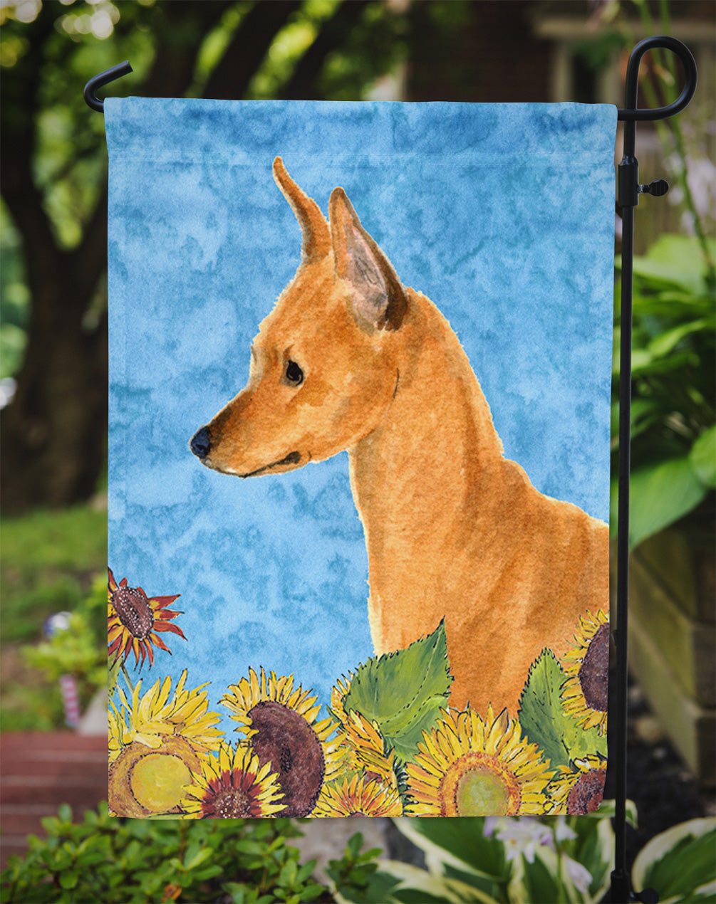 Min Pin in Summer Flowers Garden Flag Mailbox Decorative Yard Banner Outside Patio Artwork for Flower Beds, Garden Size, Multicolor