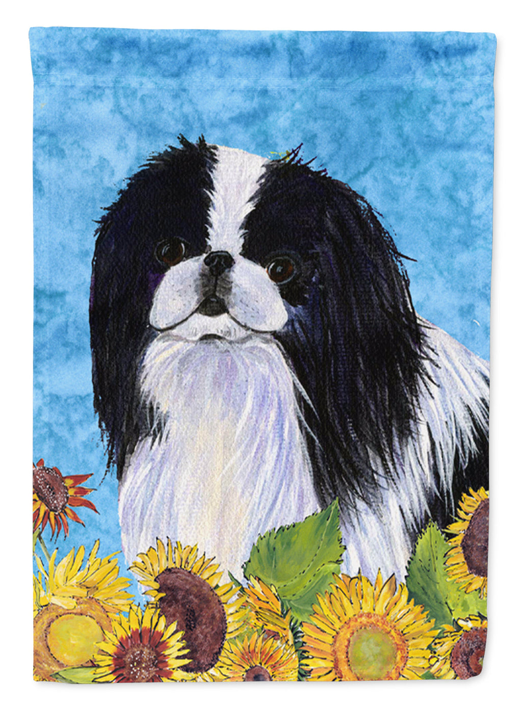 Japanese Chin in Summer Flowers Garden Flag Mailbox Decorative Yard Banner Outside Patio Artwork for Flower Beds, Garden Size, Multicolor