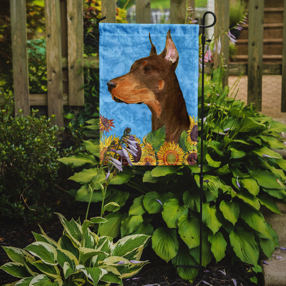 Doberman in Summer Flowers Garden Flag Mailbox Decorative Yard Banner Outside Patio Artwork for Flower Beds, Garden Size, Multicolor