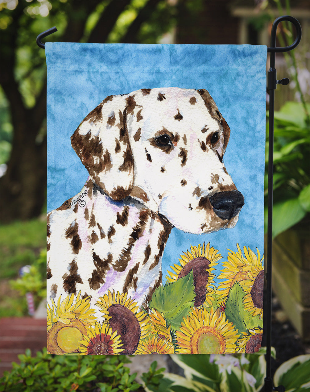 Dalmatian in Summer Flowers Garden Flag Mailbox Decorative Yard Banner Outside Patio Artwork for Flower Beds, Garden Size, Multicolor