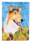 Collie Smooth in Summer Flowers Garden Flag Mailbox Decorative Yard Banner Outside Patio Artwork for Flower Beds, Garden Size, Multicolor