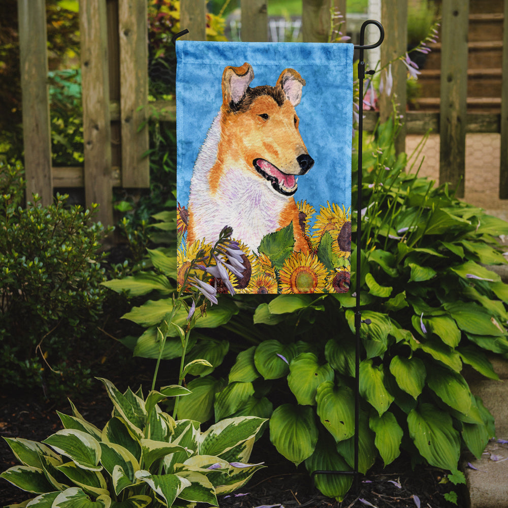 Collie Smooth in Summer Flowers Garden Flag Mailbox Decorative Yard Banner Outside Patio Artwork for Flower Beds, Garden Size, Multicolor