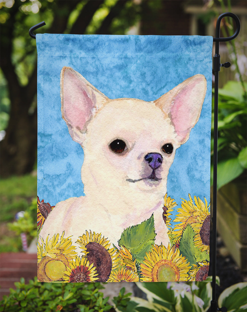 Chihuahua in Summer Flowers Garden Flag Mailbox Decorative Yard Banner Outside Patio Artwork for Flower Beds, Garden Size, Multicolor