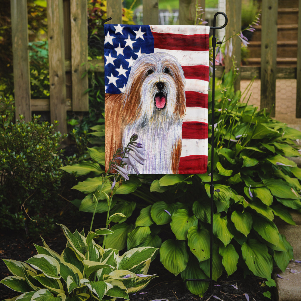 USA American Flag with Bearded Collie Garden Flag Mailbox Decorative Yard Banner Outside Patio Artwork for Flower Beds, Garden Size, Multicolor