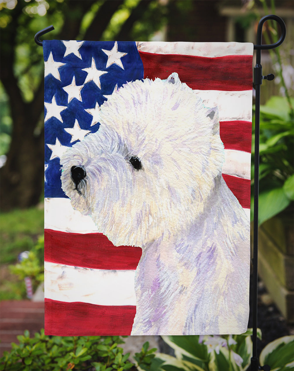 USA American Flag with Westie Garden Flag Mailbox Decorative Yard Banner Outside Patio Artwork for Flower Beds, Garden Size, Multicolor