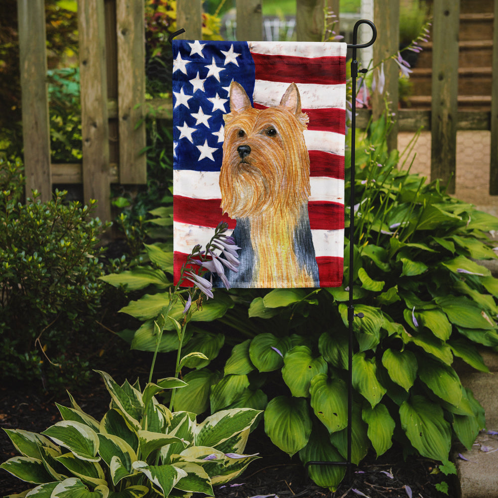 USA American Flag with Silky Terrier Garden Flag Mailbox Decorative Yard Banner Outside Patio Artwork for Flower Beds, Garden Size, Multicolor