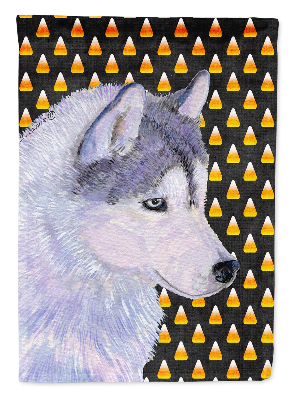Siberian Husky Candy Corn Halloween Portrait Garden Flag Mailbox Decorative Yard Banner Outside Patio Artwork for Flower Beds, Garden Size, Multicolor