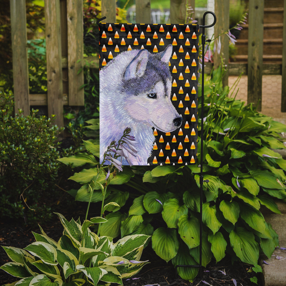 Siberian Husky Candy Corn Halloween Portrait Garden Flag Mailbox Decorative Yard Banner Outside Patio Artwork for Flower Beds, Garden Size, Multicolor
