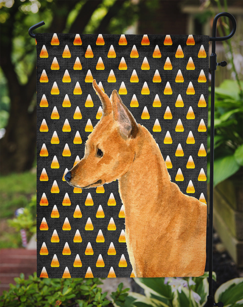 Min Pin Candy Corn Halloween Portrait Garden Flag Mailbox Decorative Yard Banner Outside Patio Artwork for Flower Beds, Garden Size, Multicolor