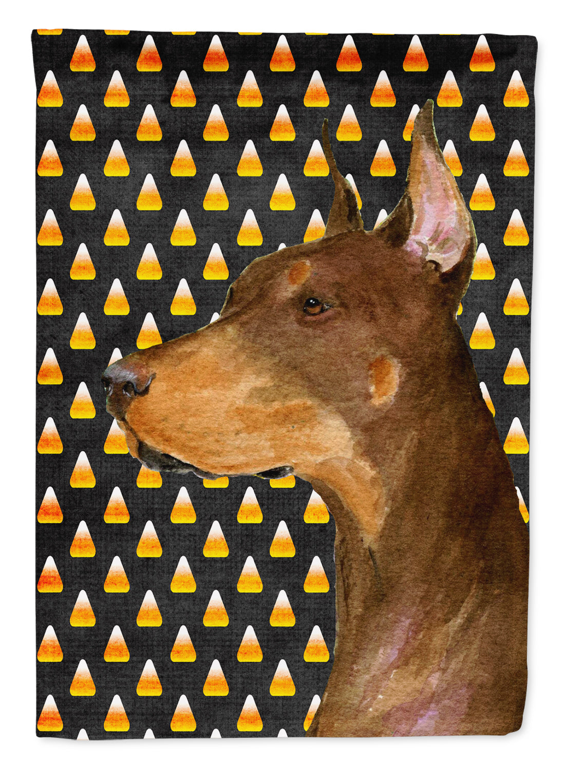 Doberman Candy Corn Halloween Portrait Garden Flag Mailbox Decorative Yard Banner Outside Patio Artwork for Flower Beds, Garden Size, Multicolor