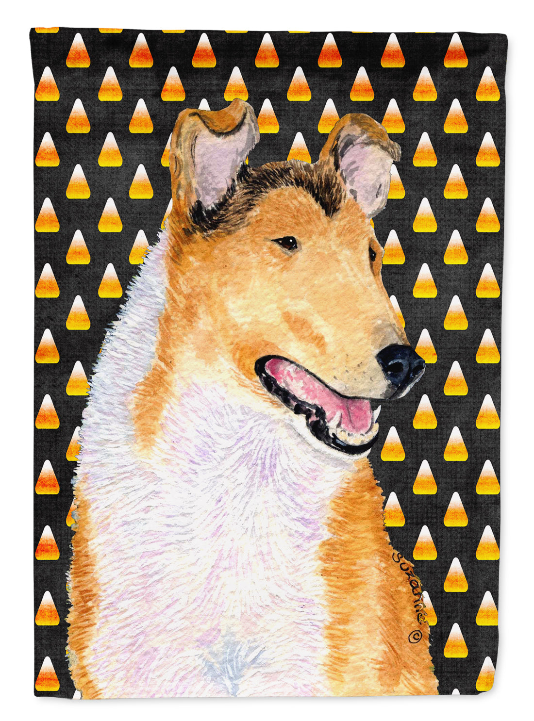 Collie Smooth Candy Corn Halloween Portrait Garden Flag Mailbox Decorative Yard Banner Outside Patio Artwork for Flower Beds, Garden Size, Multicolor