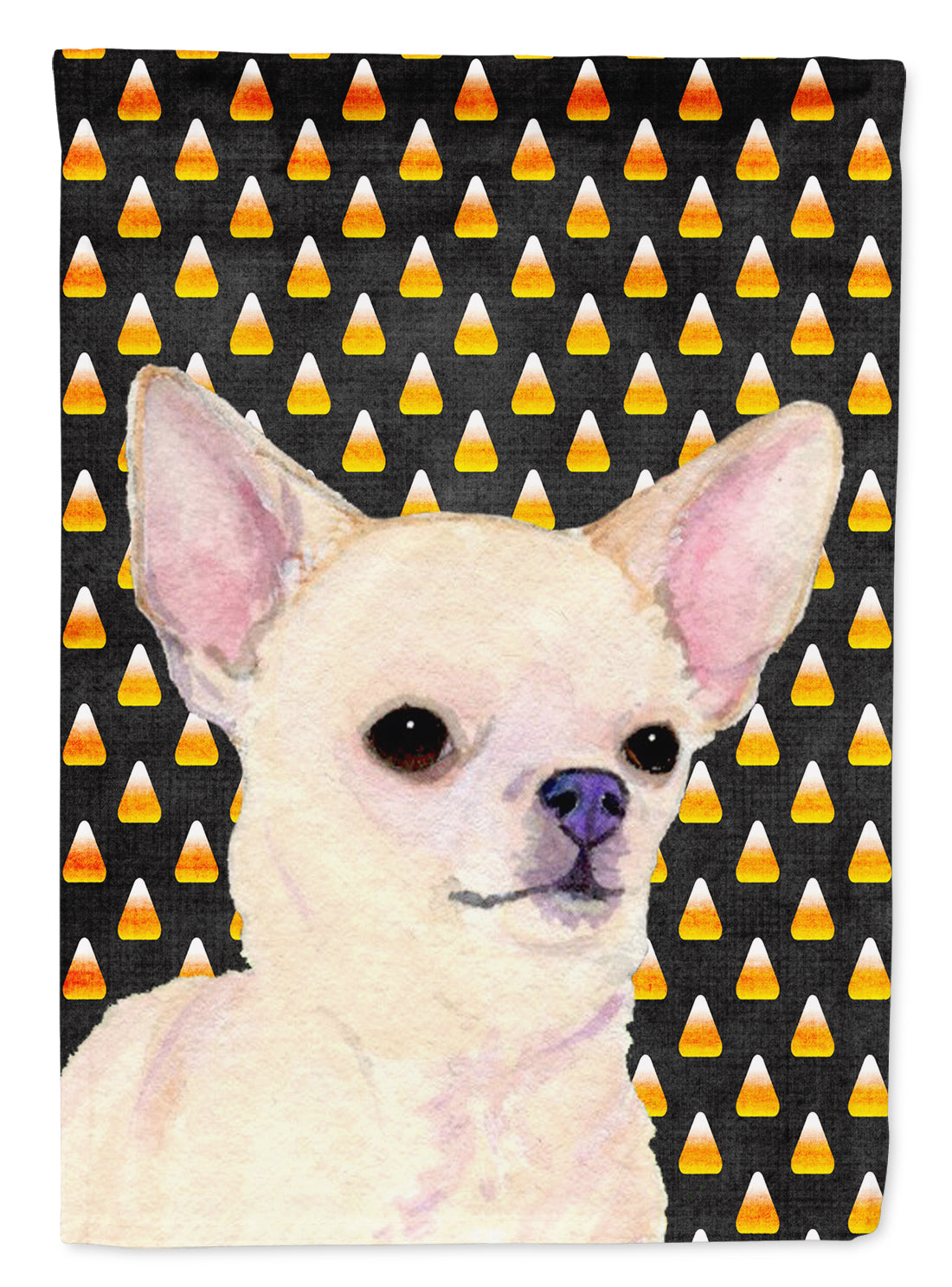 Chihuahua Candy Corn Halloween Portrait Garden Flag Mailbox Decorative Yard Banner Outside Patio Artwork for Flower Beds, Garden Size, Multicolor