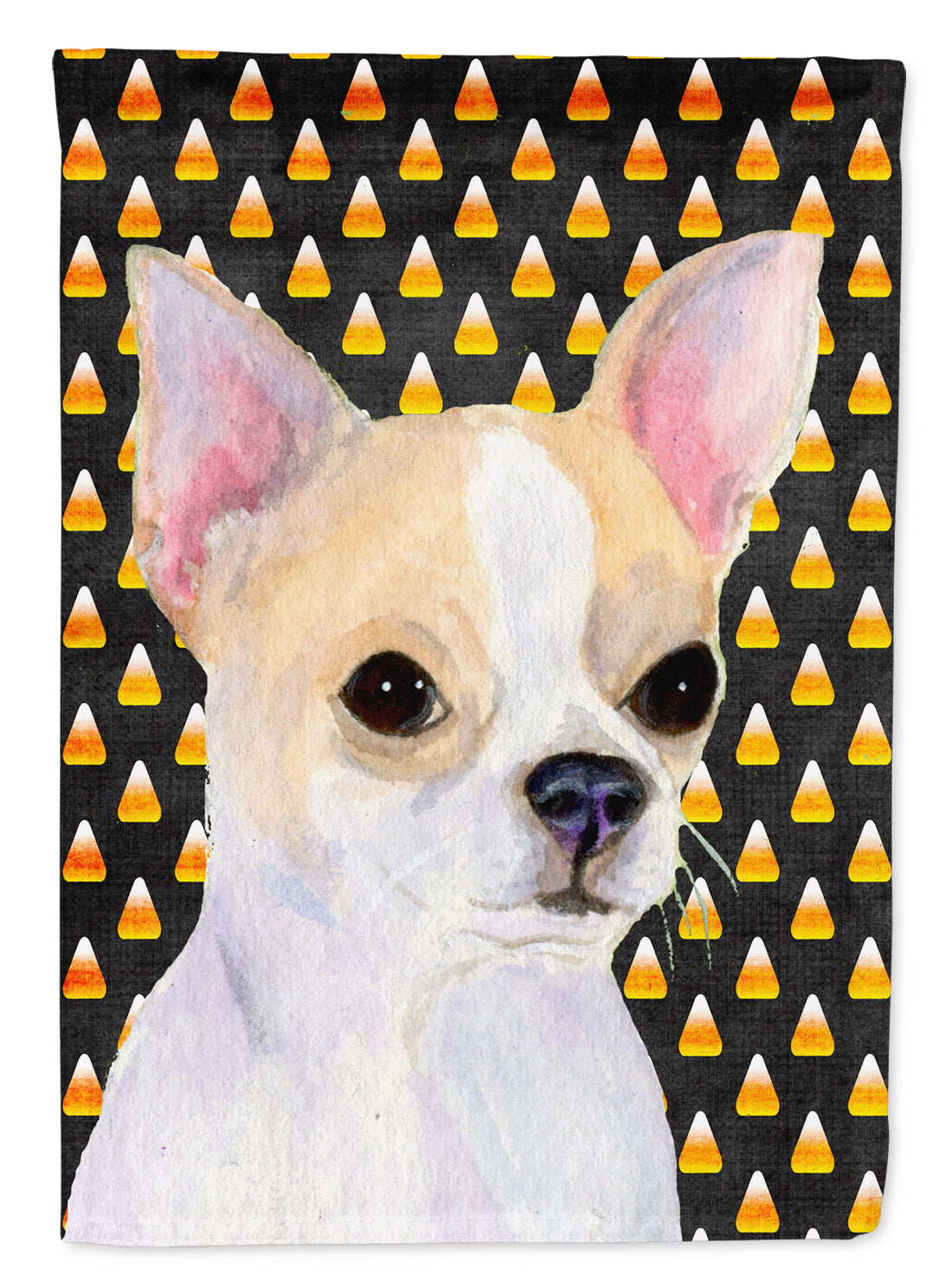 Chihuahua Candy Corn Halloween Portrait Garden Flag Mailbox Decorative Yard Banner Outside Patio Artwork for Flower Beds, Garden Size, Multicolor