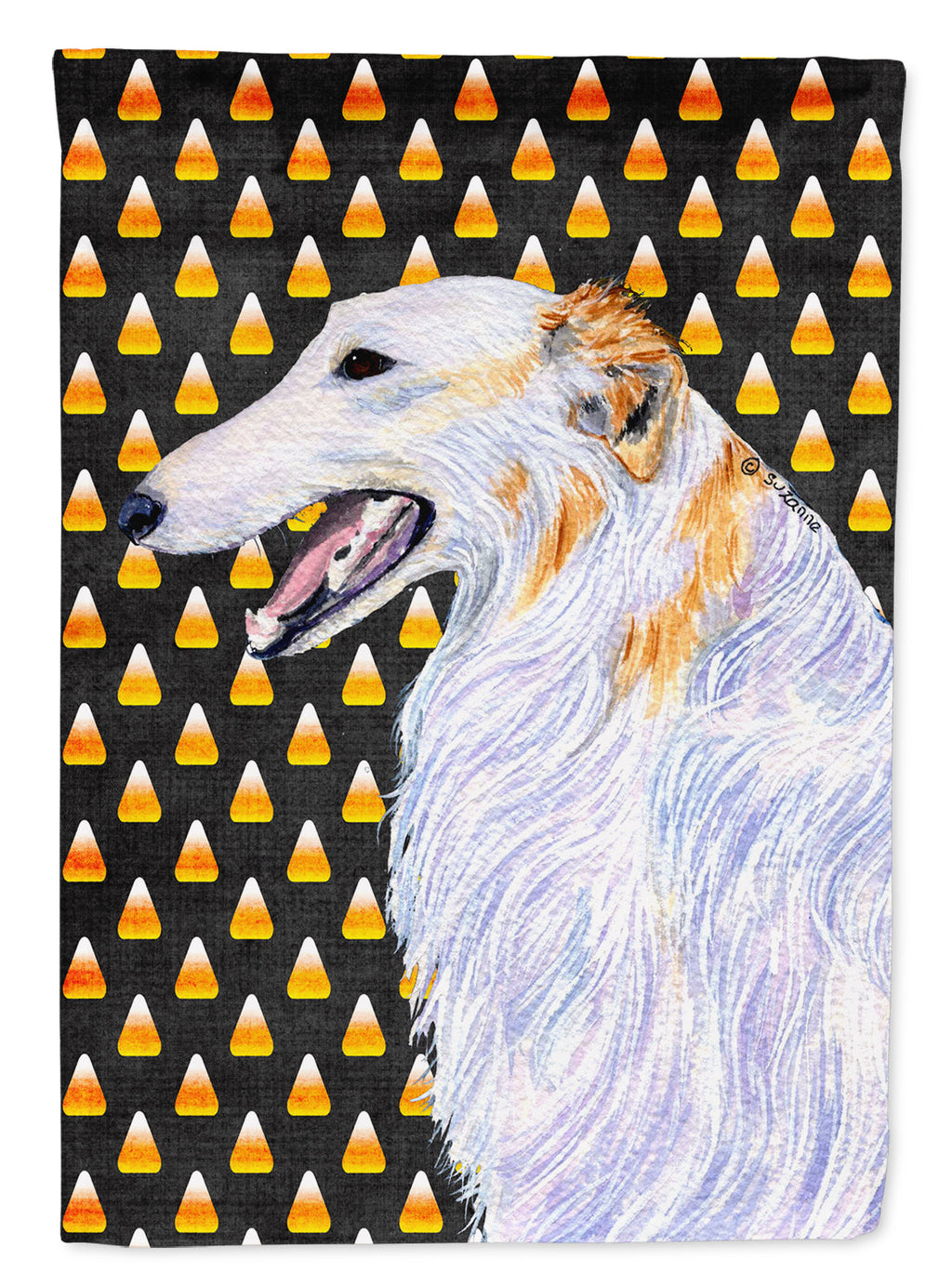 Borzoi Candy Corn Halloween Portrait Garden Flag Mailbox Decorative Yard Banner Outside Patio Artwork for Flower Beds, Garden Size, Multicolor