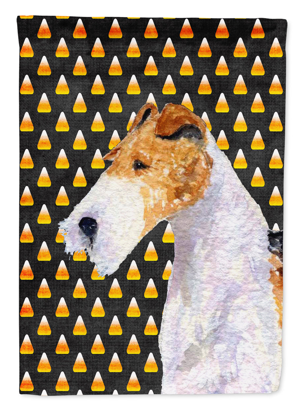 Fox Terrier Candy Corn Halloween Portrait Garden Flag Mailbox Decorative Yard Banner Outside Patio Artwork for Flower Beds, Garden Size, Multicolor