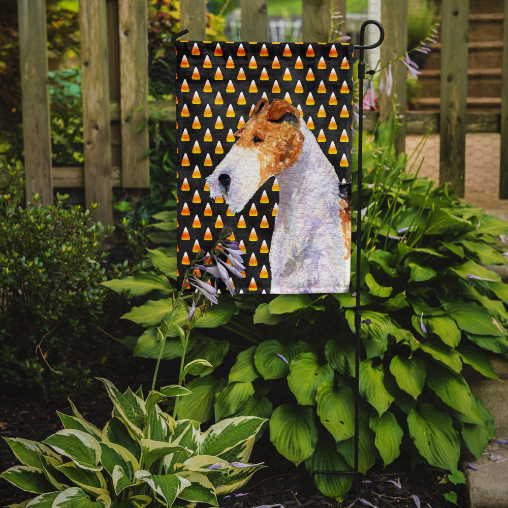 Fox Terrier Candy Corn Halloween Portrait Garden Flag Mailbox Decorative Yard Banner Outside Patio Artwork for Flower Beds, Garden Size, Multicolor