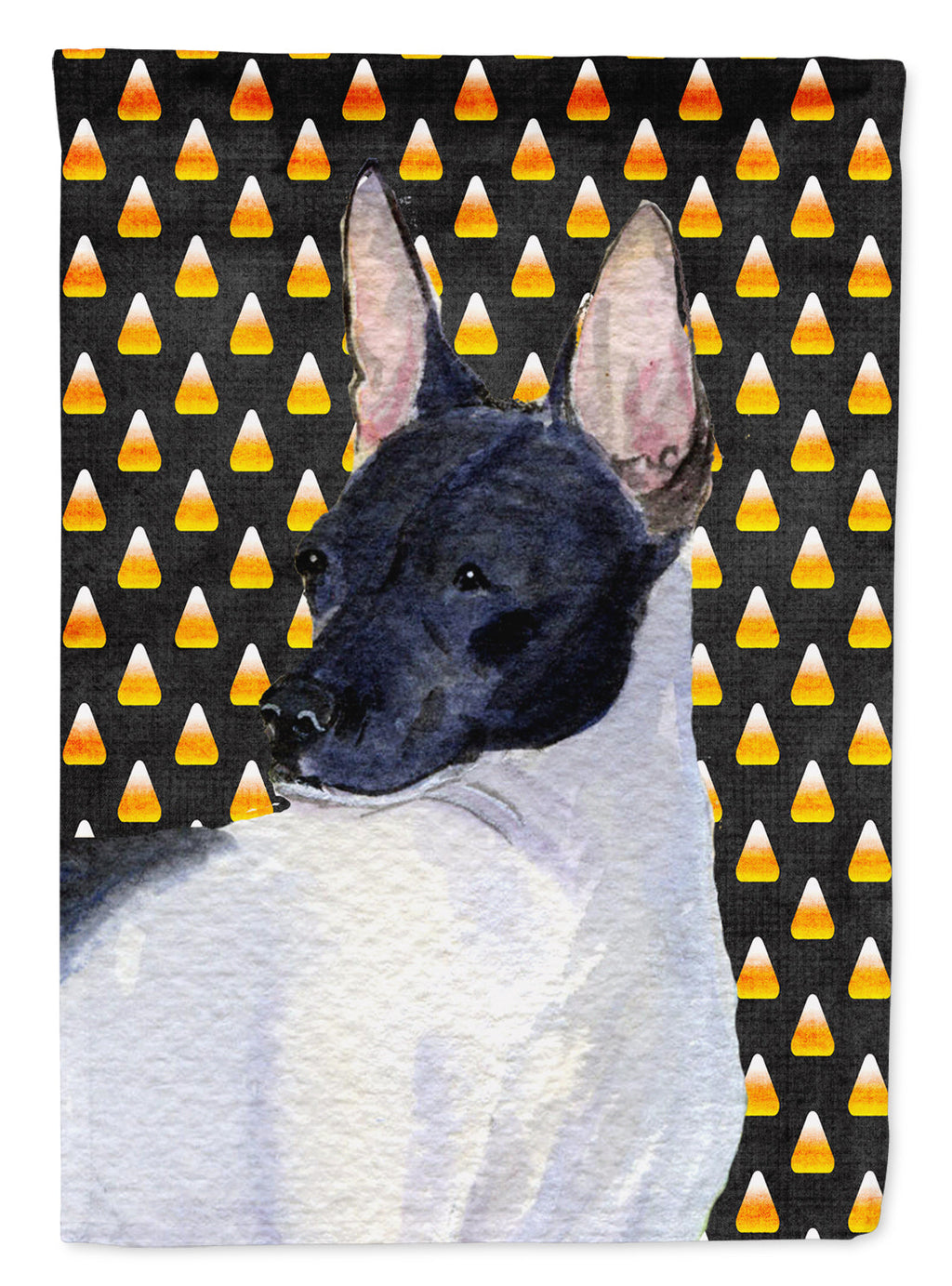 Rat Terrier Candy Corn Halloween Portrait Garden Flag Mailbox Decorative Yard Banner Outside Patio Artwork for Flower Beds, Garden Size, Multicolor