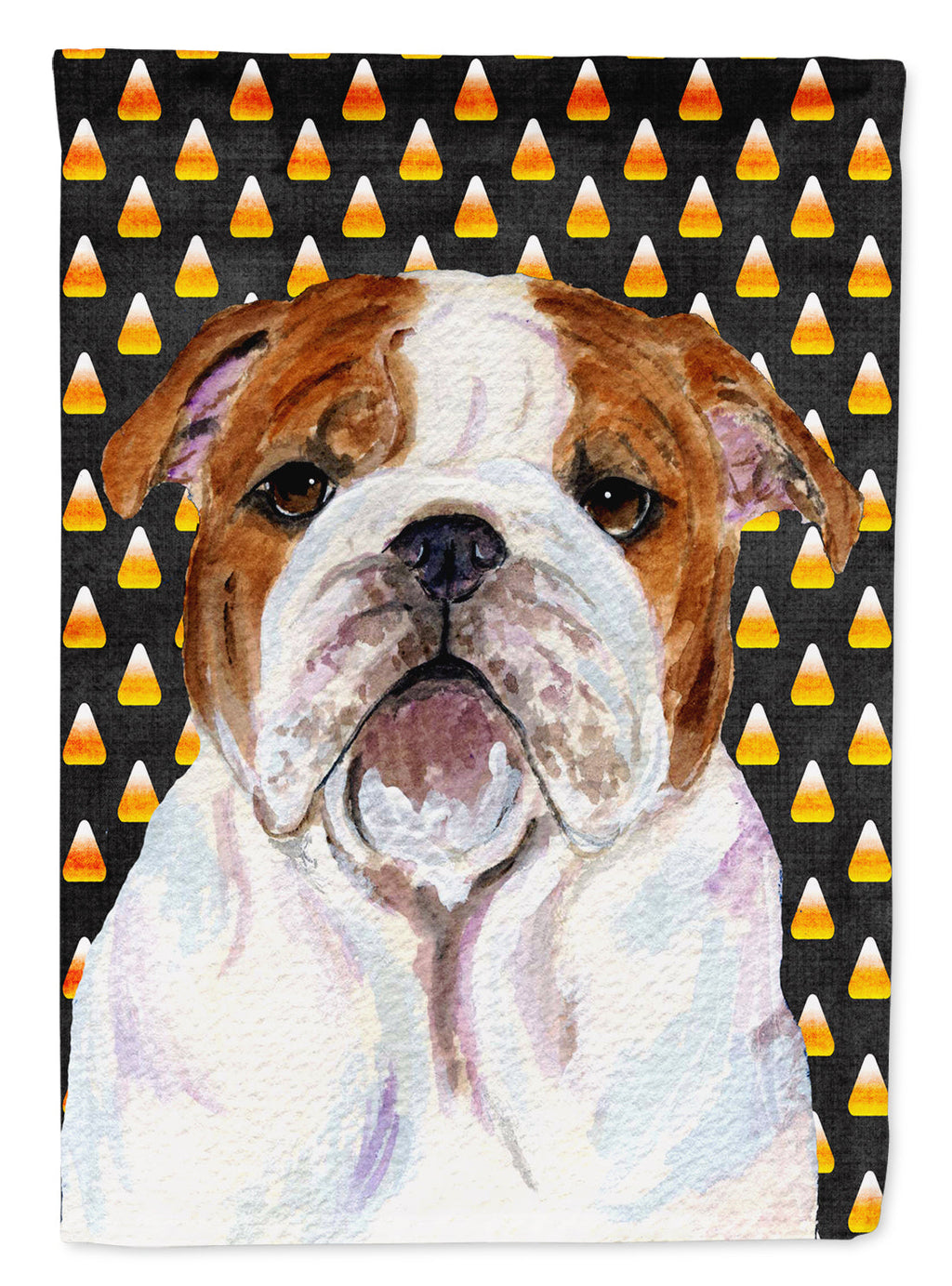 Bulldog English Candy Corn Halloween Portrait Garden Flag Mailbox Decorative Yard Banner Outside Patio Artwork for Flower Beds, Garden Size, Multicolor