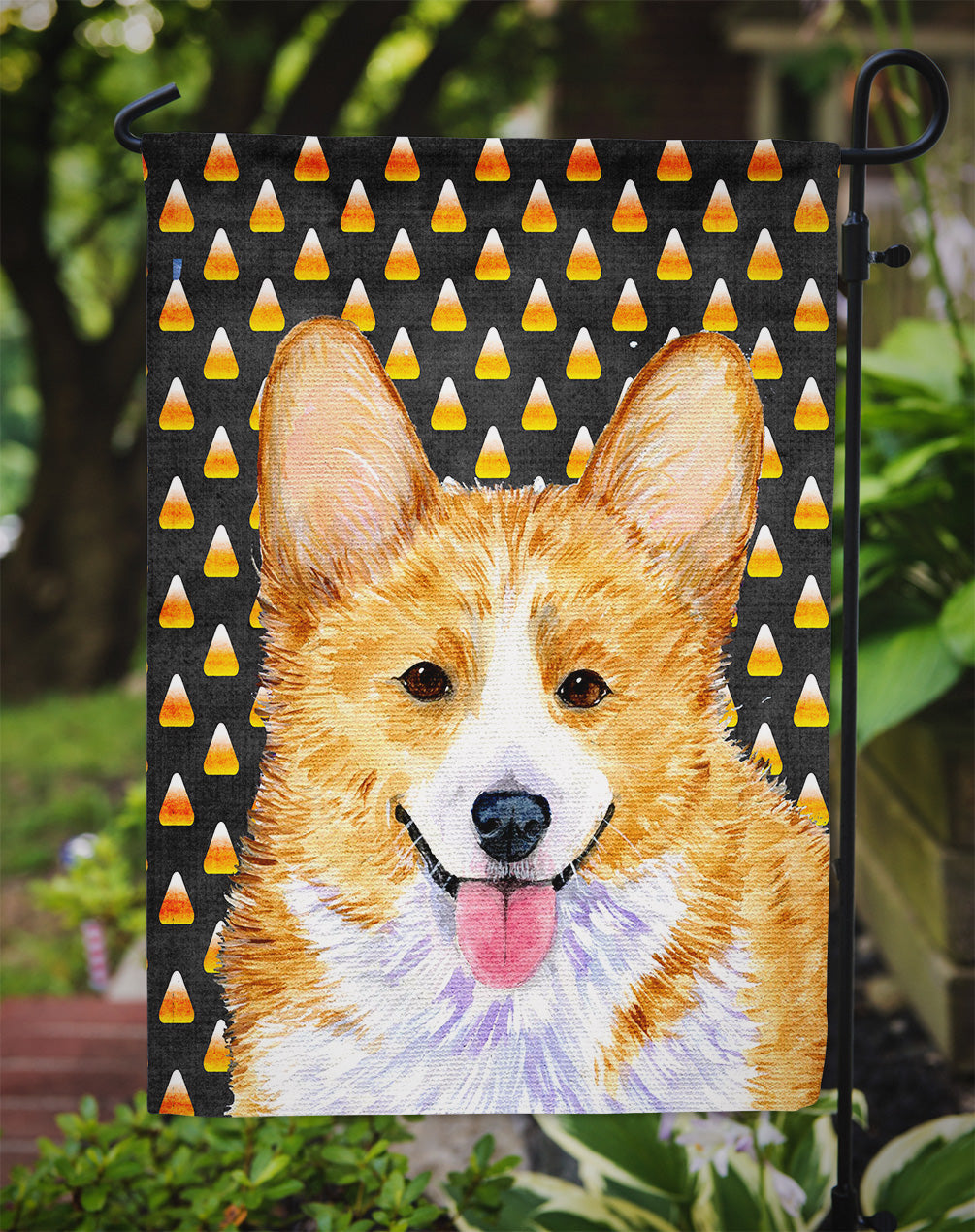 Corgi Candy Corn Halloween Portrait Garden Flag Mailbox Decorative Yard Banner Outside Patio Artwork for Flower Beds, Garden Size, Multicolor