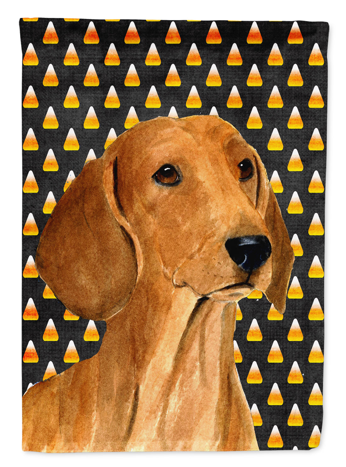 Dachshund Candy Corn Halloween Portrait Garden Flag Mailbox Decorative Yard Banner Outside Patio Artwork for Flower Beds, Garden Size, Multicolor
