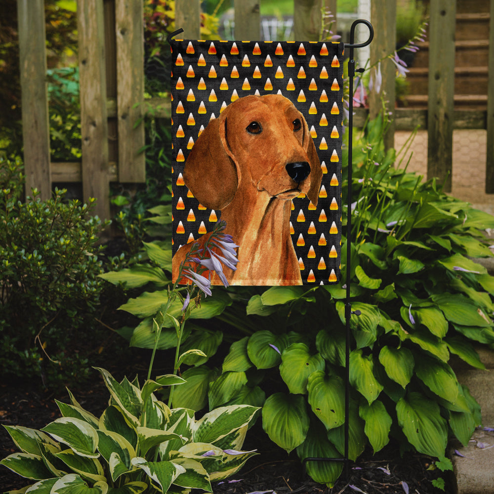 Dachshund Candy Corn Halloween Portrait Garden Flag Mailbox Decorative Yard Banner Outside Patio Artwork for Flower Beds, Garden Size, Multicolor