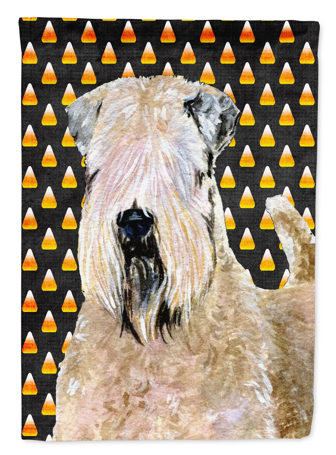 Wheaten Terrier Soft Coated Candy Corn Halloween Portrait Garden Flag Mailbox Decorative Yard Banner Outside Patio Artwork for Flower Beds, Garden Size, Multicolor