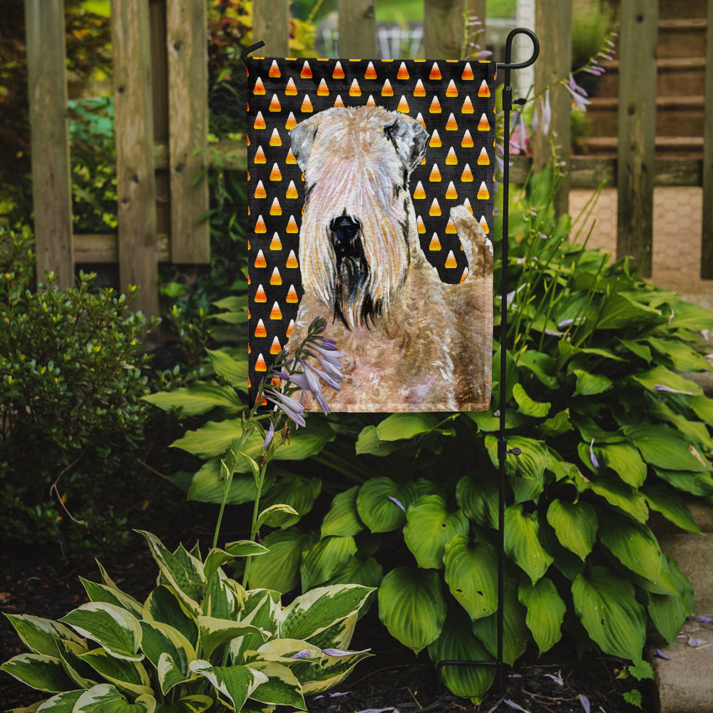 Wheaten Terrier Soft Coated Candy Corn Halloween Portrait Garden Flag Mailbox Decorative Yard Banner Outside Patio Artwork for Flower Beds, Garden Size, Multicolor