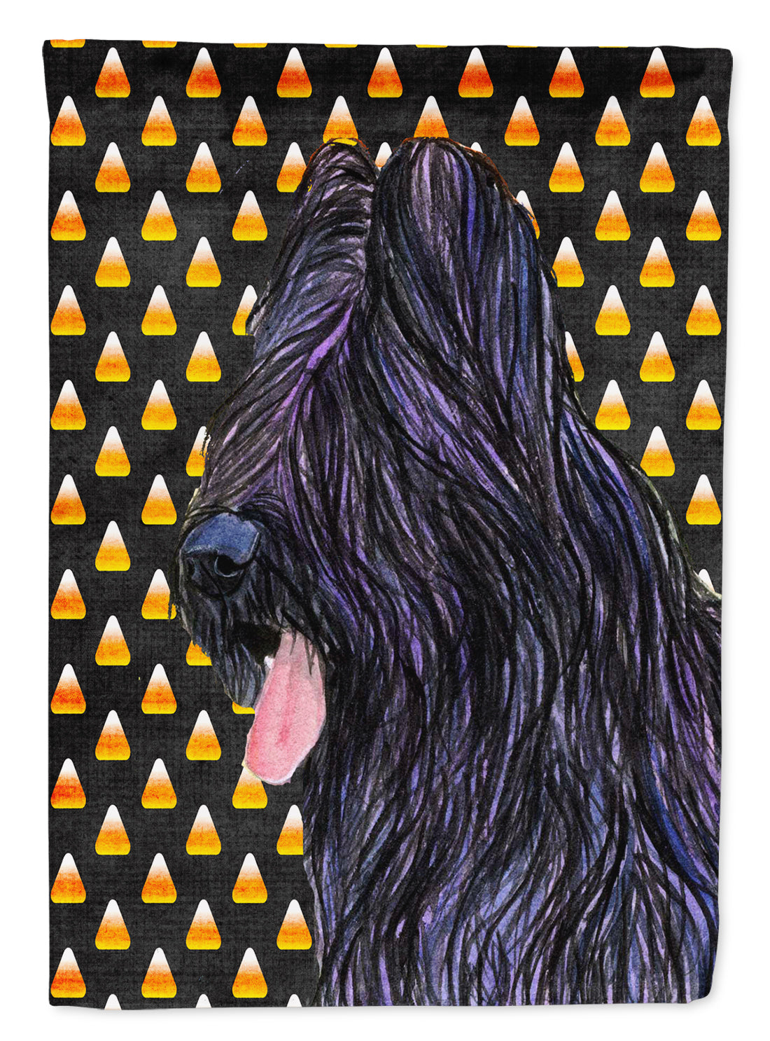 Briard Candy Corn Halloween Portrait Garden Flag Mailbox Decorative Yard Banner Outside Patio Artwork for Flower Beds, Garden Size, Multicolor