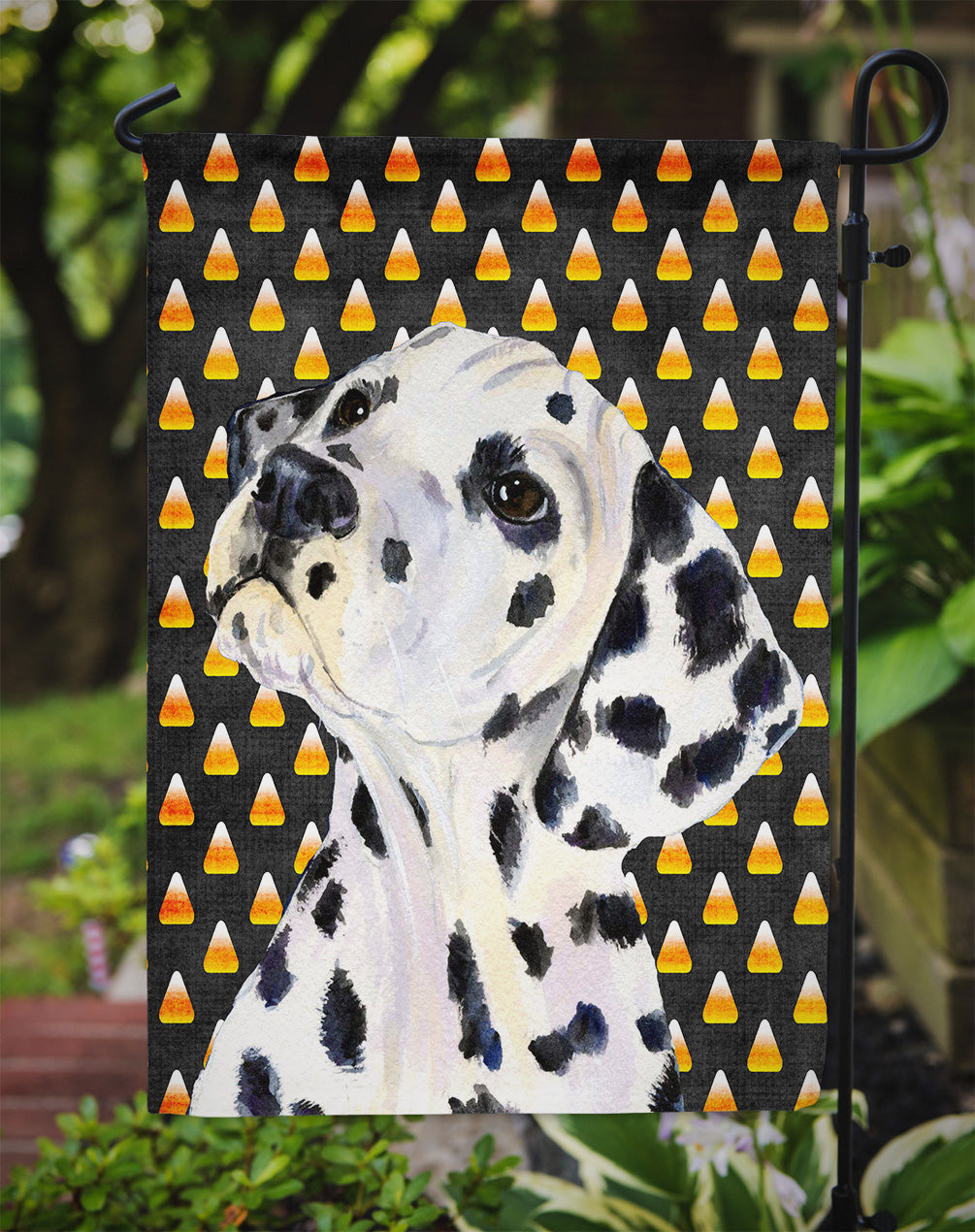 Dalmatian Candy Corn Halloween Portrait Garden Flag Mailbox Decorative Yard Banner Outside Patio Artwork for Flower Beds, Garden Size, Multicolor