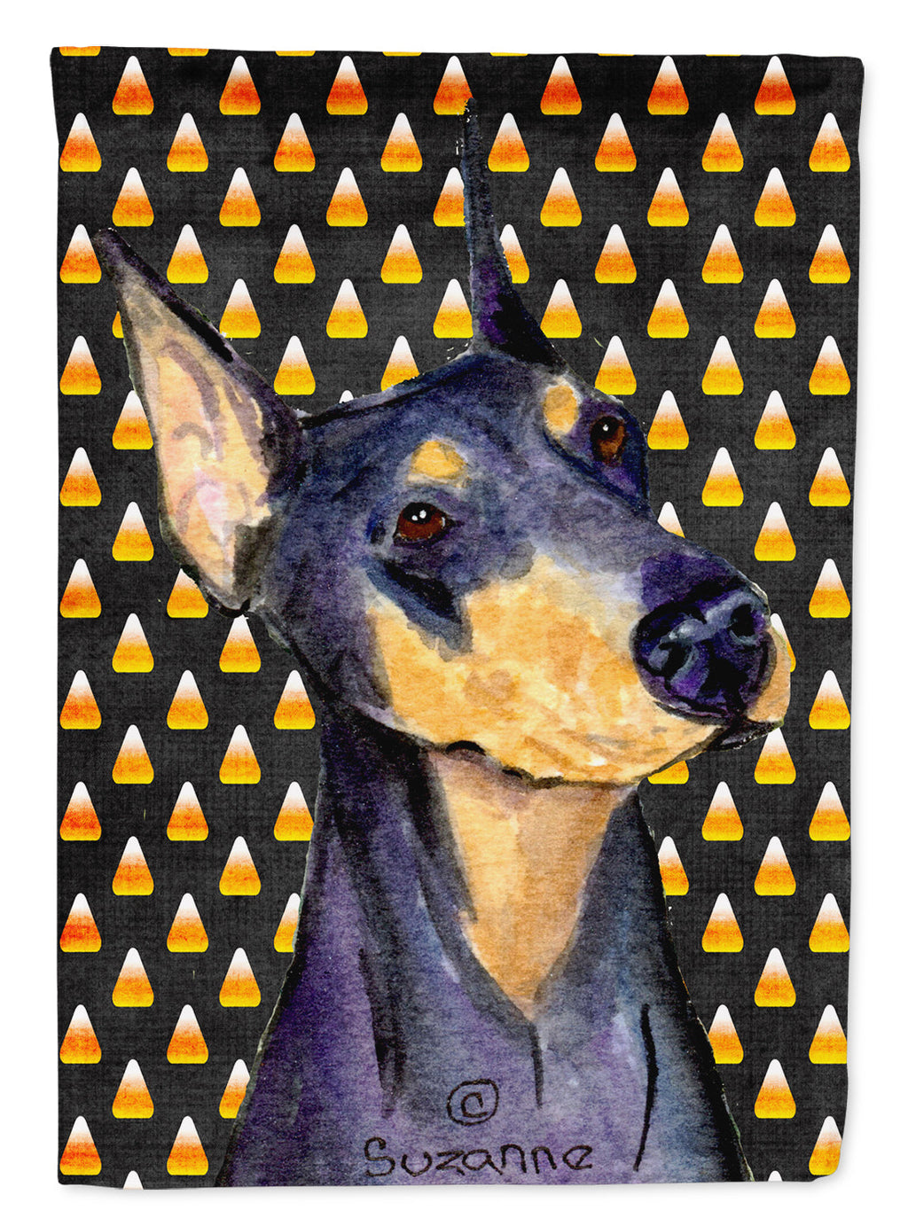 Doberman Candy Corn Halloween Portrait Garden Flag Mailbox Decorative Yard Banner Outside Patio Artwork for Flower Beds, Garden Size, Multicolor