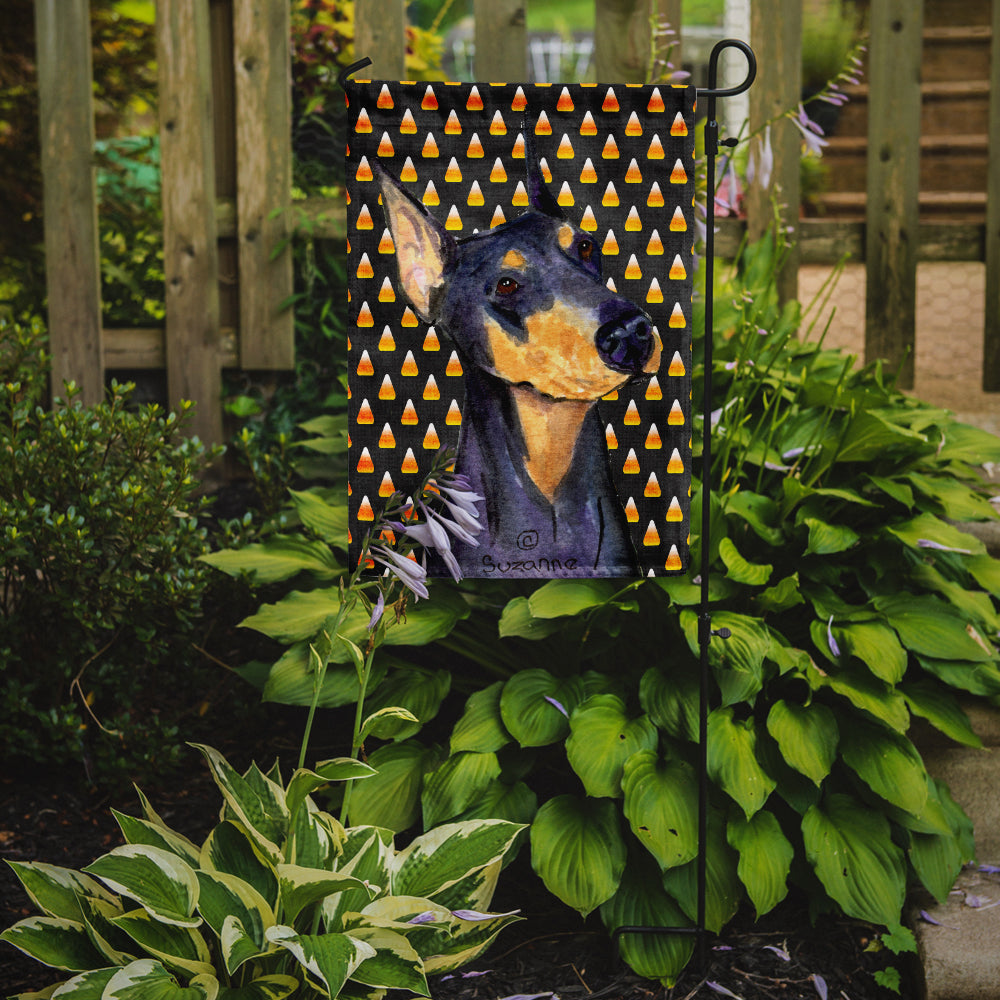 Doberman Candy Corn Halloween Portrait Garden Flag Mailbox Decorative Yard Banner Outside Patio Artwork for Flower Beds, Garden Size, Multicolor