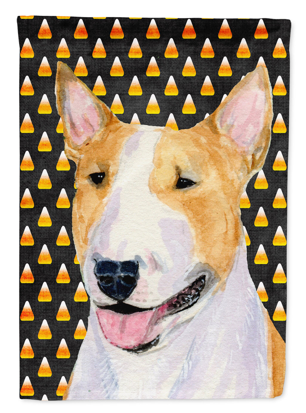 Bull Terrier Candy Corn Halloween Portrait Garden Flag Mailbox Decorative Yard Banner Outside Patio Artwork for Flower Beds, Garden Size, Multicolor