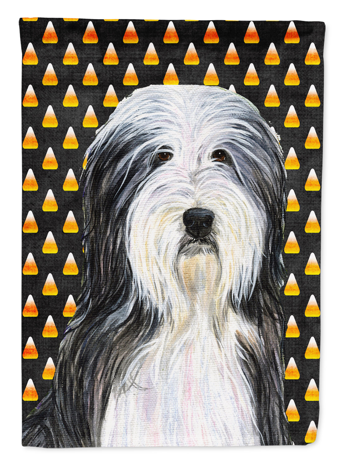 Bearded Collie Candy Corn Halloween Portrait Garden Flag Mailbox Decorative Yard Banner Outside Patio Artwork for Flower Beds, Garden Size, Multicolor