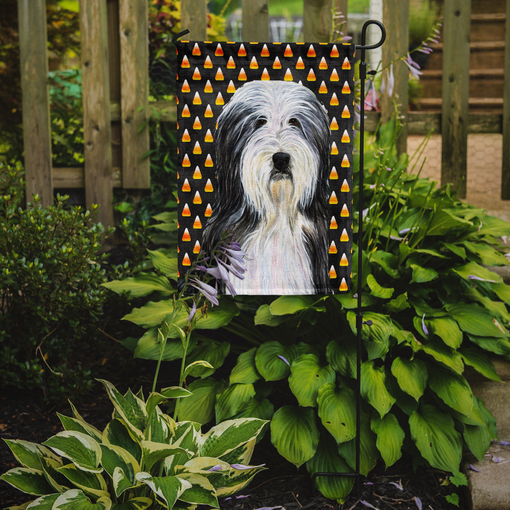 Bearded Collie Candy Corn Halloween Portrait Garden Flag Mailbox Decorative Yard Banner Outside Patio Artwork for Flower Beds, Garden Size, Multicolor