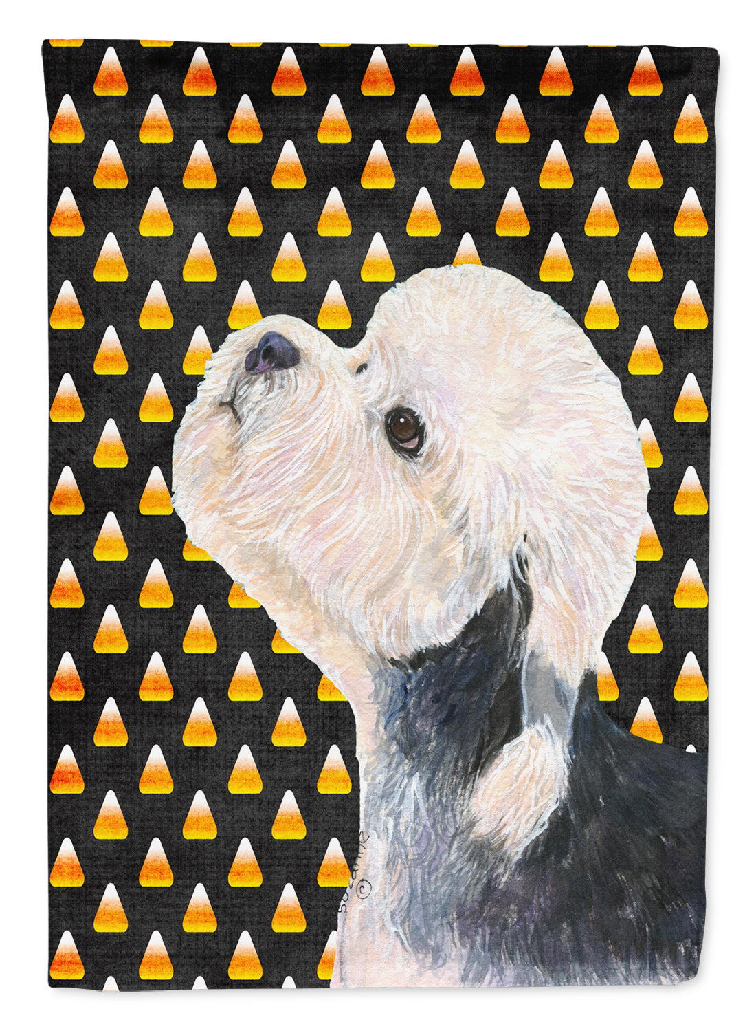 Dandie Dinmont Terrier Candy Corn Halloween Portrait Garden Flag Mailbox Decorative Yard Banner Outside Patio Artwork for Flower Beds, Garden Size, Multicolor