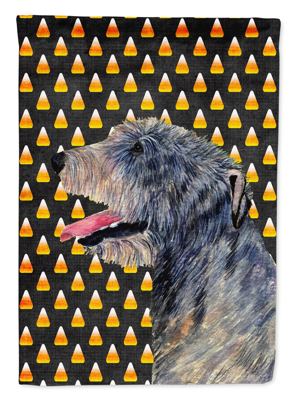 Irish Wolfhound Candy Corn Halloween Portrait Garden Flag Mailbox Decorative Yard Banner Outside Patio Artwork for Flower Beds, Garden Size, Multicolor