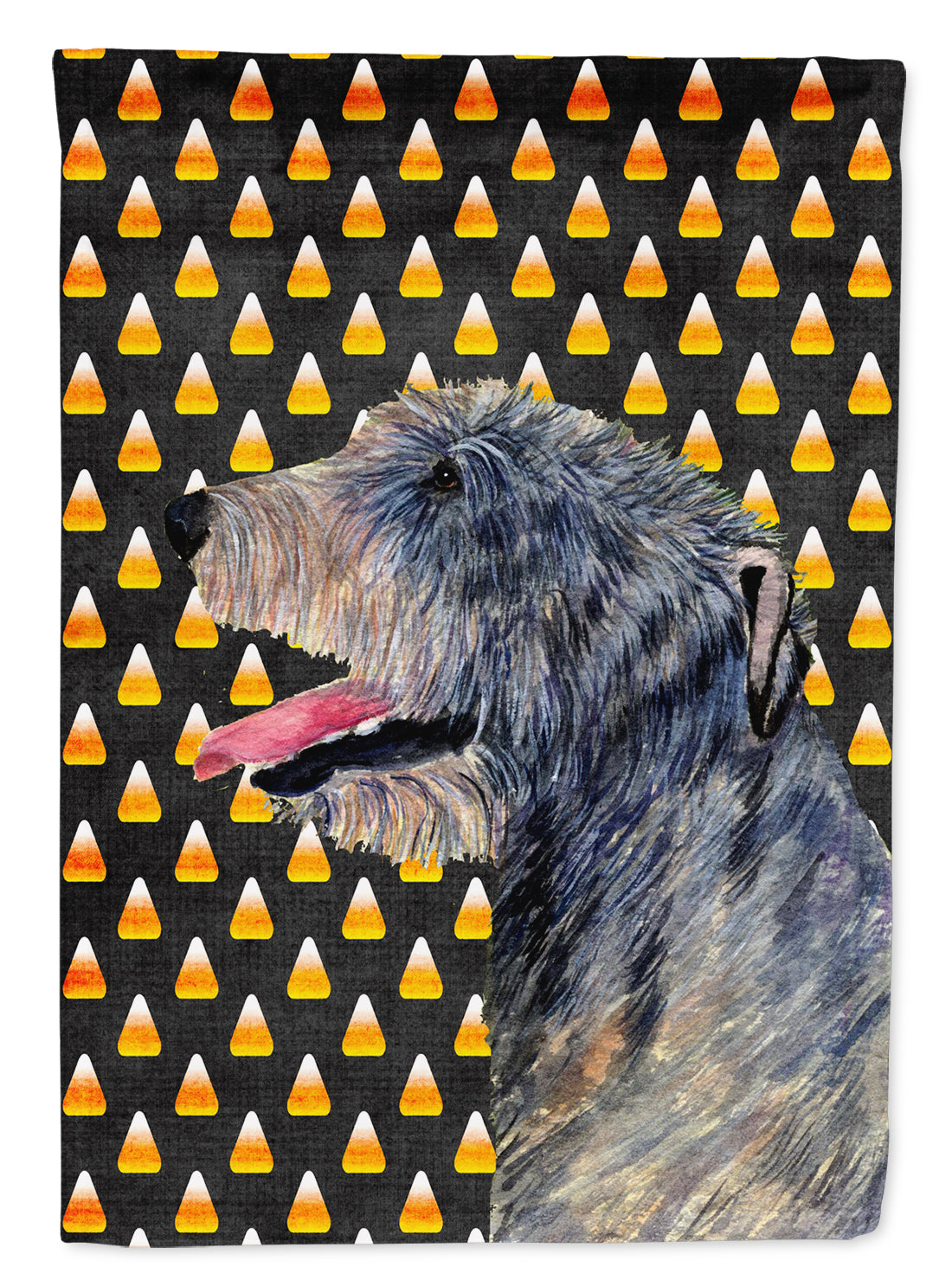 Irish Wolfhound Candy Corn Halloween Portrait Garden Flag Mailbox Decorative Yard Banner Outside Patio Artwork for Flower Beds, Garden Size, Multicolor